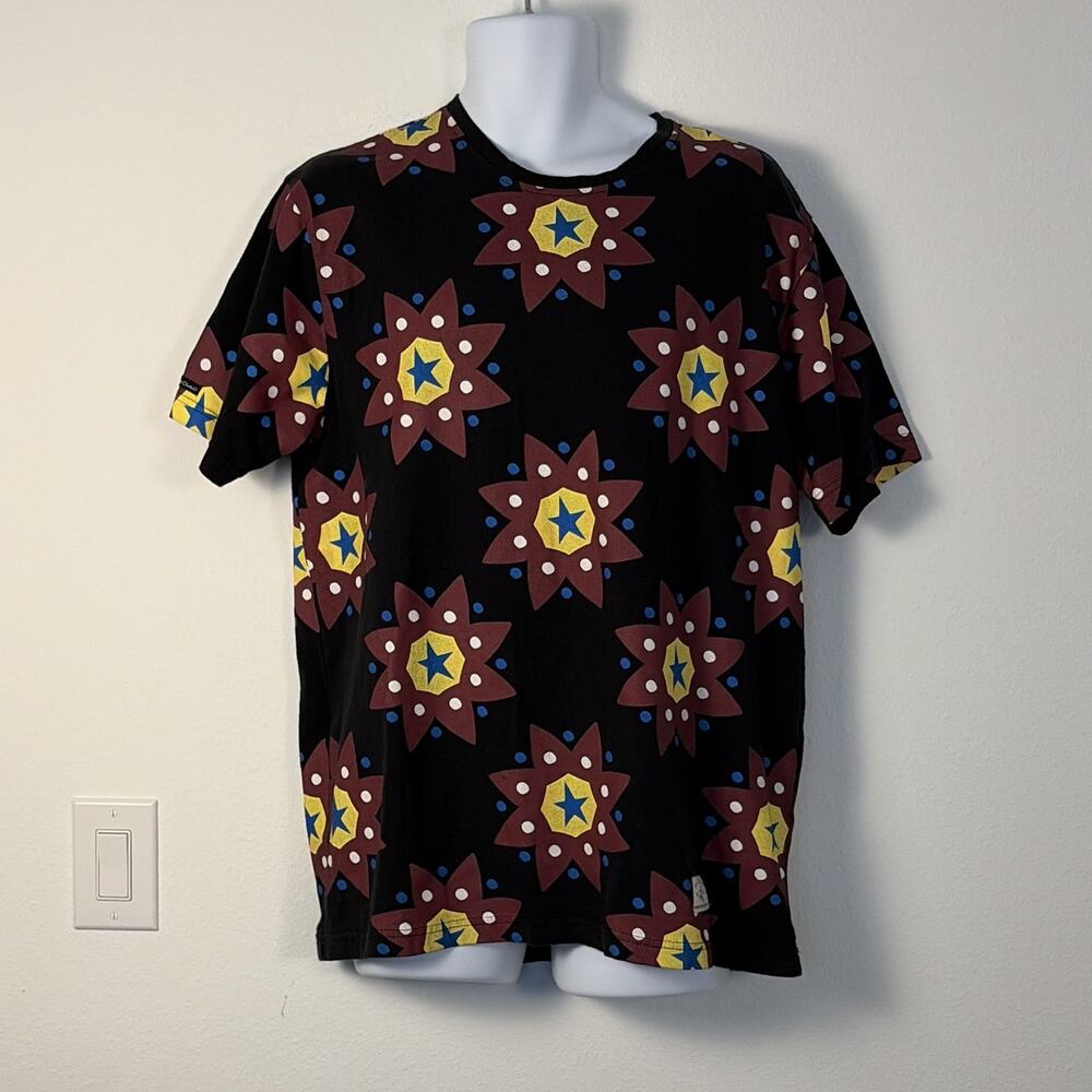 Play Cloths Men's Short Sleeve Graphic Star Print Crew Neck Cotton Jersey L